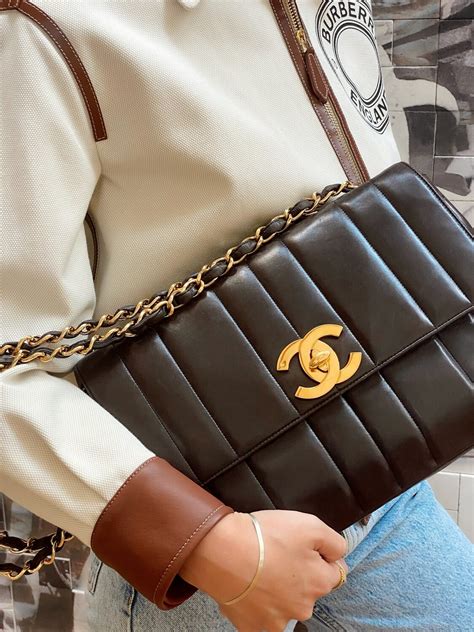 chanel leather vertical quilt with chain stap|Chanel Vintage Caviar Vertical Quilt Jumbo Flap .